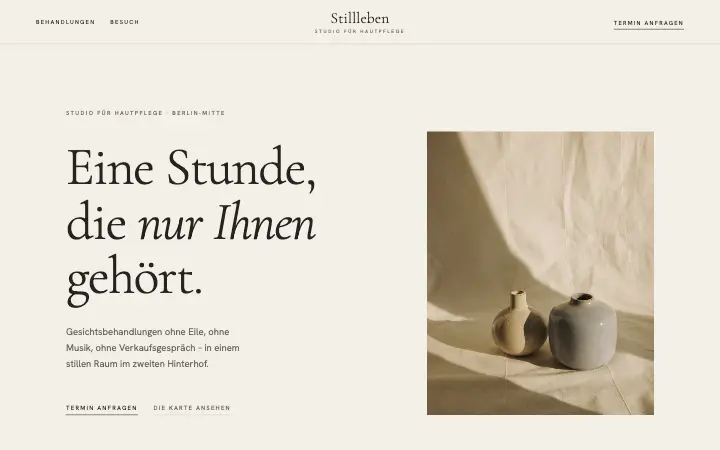 Startseite der Konzeptstudie Stillleben